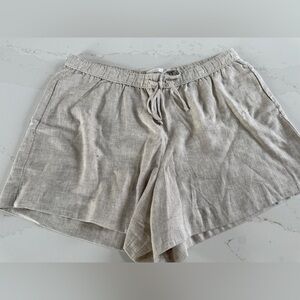 Abercrombie & Fitch Natural/Taupe High Waist Linen Drawstring Shorts